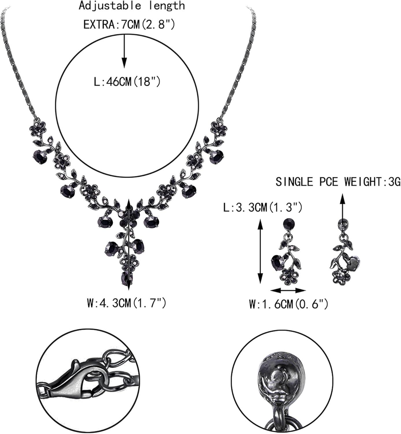 EVER FAITH Bridal Jewelry Sets for Wedding Rhinestone Crystal Flower Leaf Costume Pendant Necklace Earrings Set for Women - Image 5