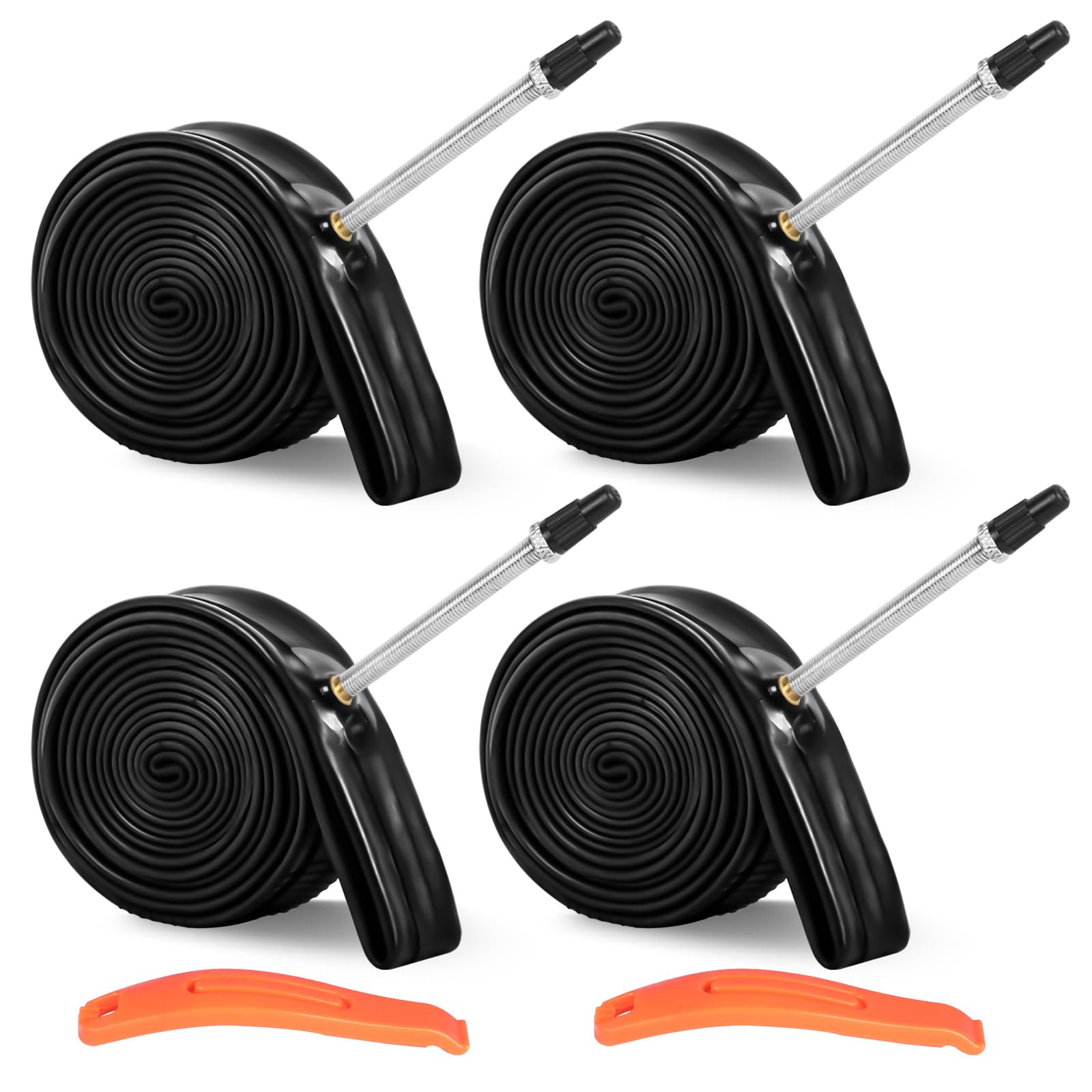700x35-45 Road Bike Inner Tubes with FV48/AV48mm Presta/Schrader Valve Stem, Bicycle Butyl Inner Tube Replacement for Road Bikes, 4 Pcs