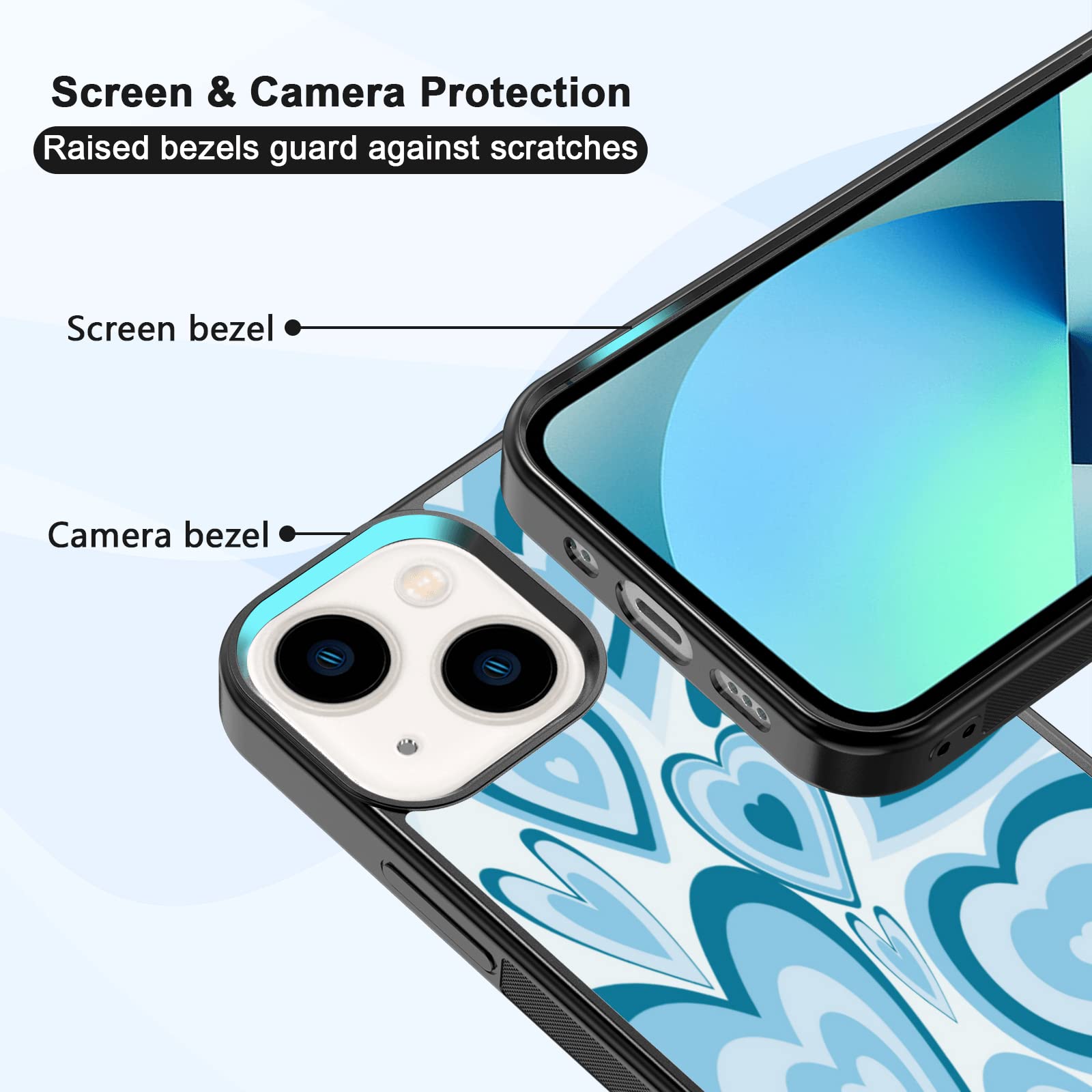 Amazon.com: aiyaya Cute Blue Love Heart Aesthetic Phone Case for