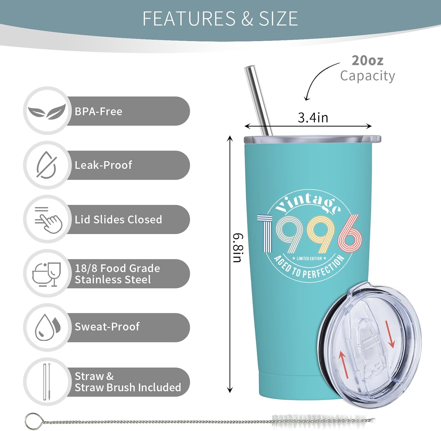 30th Birthday Gifts for Women, 1996 Birthday Gifts Woman, 30 Years Old Bday Gift for Women, Gift for Woman Turning 30, 30th Bday Present for Her 20 oz Tumbler - Image 2