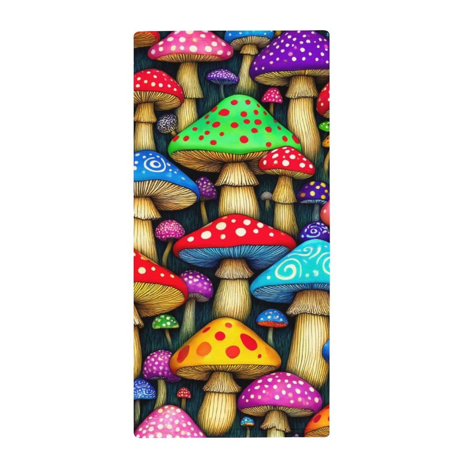 Anceky Soft Microfiber Hand Towels, Wonderland Psychedelic Mushrooms Art Decorative Bath Towels for Hotels, Spa & Kitchen Drying Needs