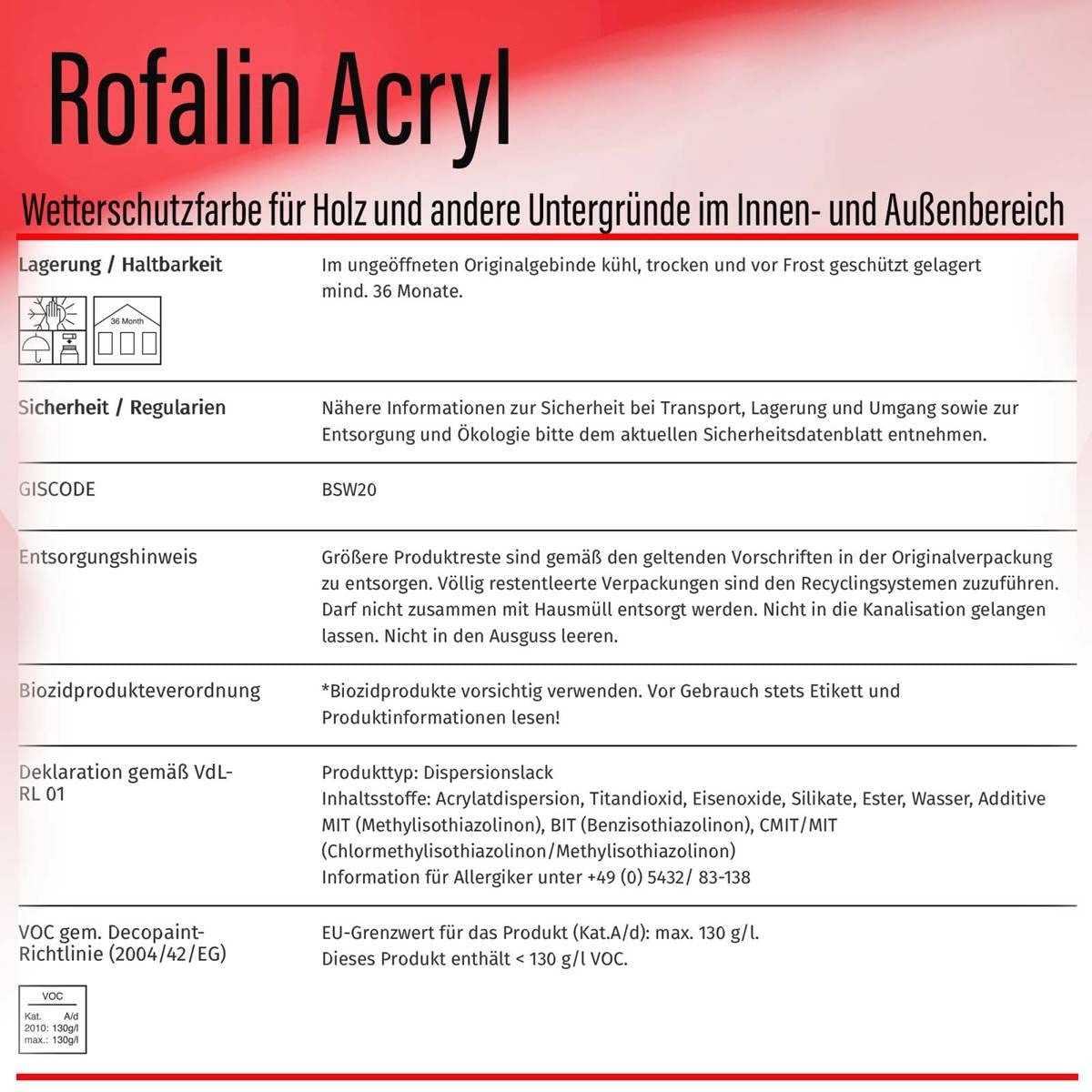 Remmers Rofalin Acryl dunkelbraun 5l