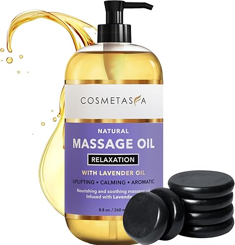 Aceite de masaje sensual de lavanda con piedras calientes mezcla 100 natural de aceites de calidad de spa para terapia de masaje romántica calmante