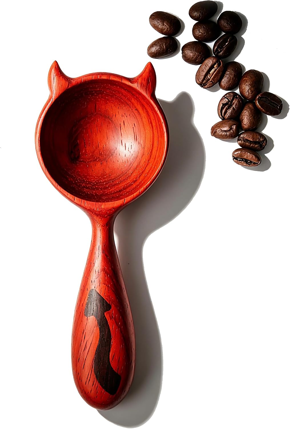 Wooden Coffee Scoop,Coffee Bean Scoop, Little Devil Design Coffee Measuring Spoon,Handcrafted Padauk Wood Scoop for Coffee Lovers,Unique Coffee Gift,Halloween Decor