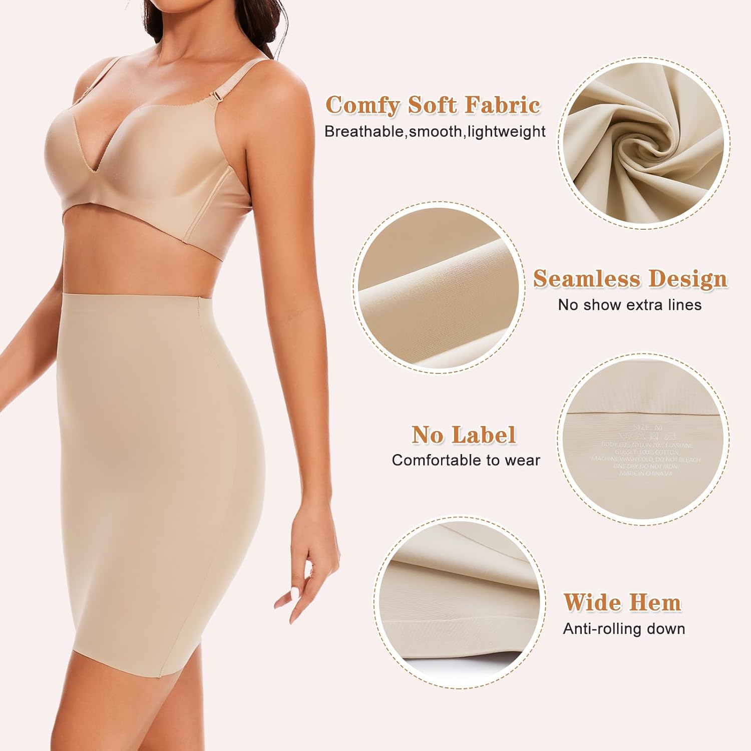 High Waist Half Slips Shapewear for Women Under Dress Shapewear Slip Skirt Tummy Control Body Shaper Skirt - Image 3