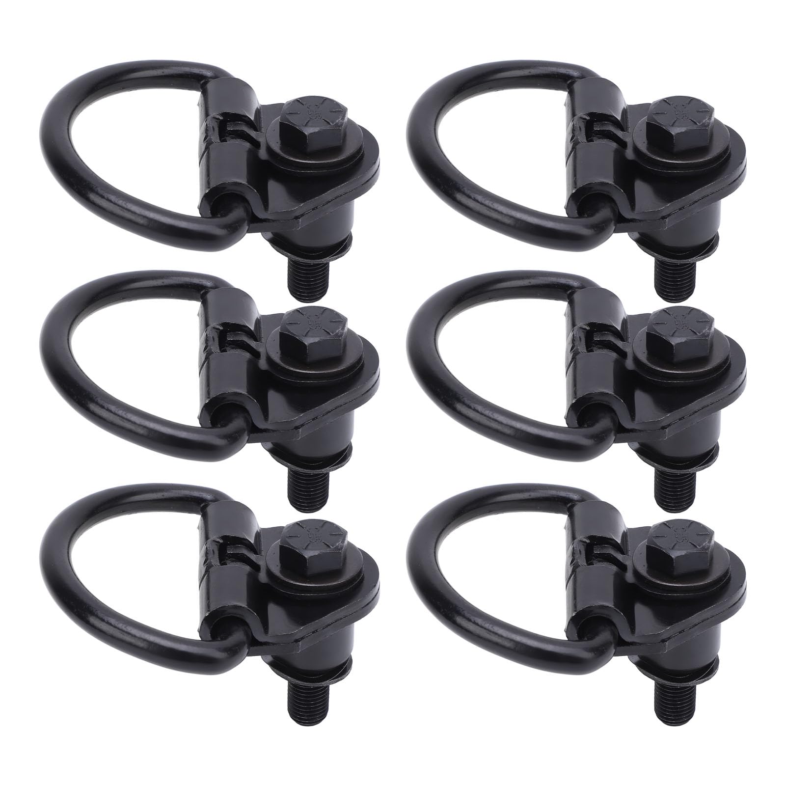 Jiawu 6 Ganchos de Acero para Carga en D para Furgoneta de Carga 150 250 350 2015-2024, Revestimiento Negro Inoxidable, Reemplazo OEM V550A74 AD, Seguridad Rápida en Puntos de Anclaje Preestablecidos