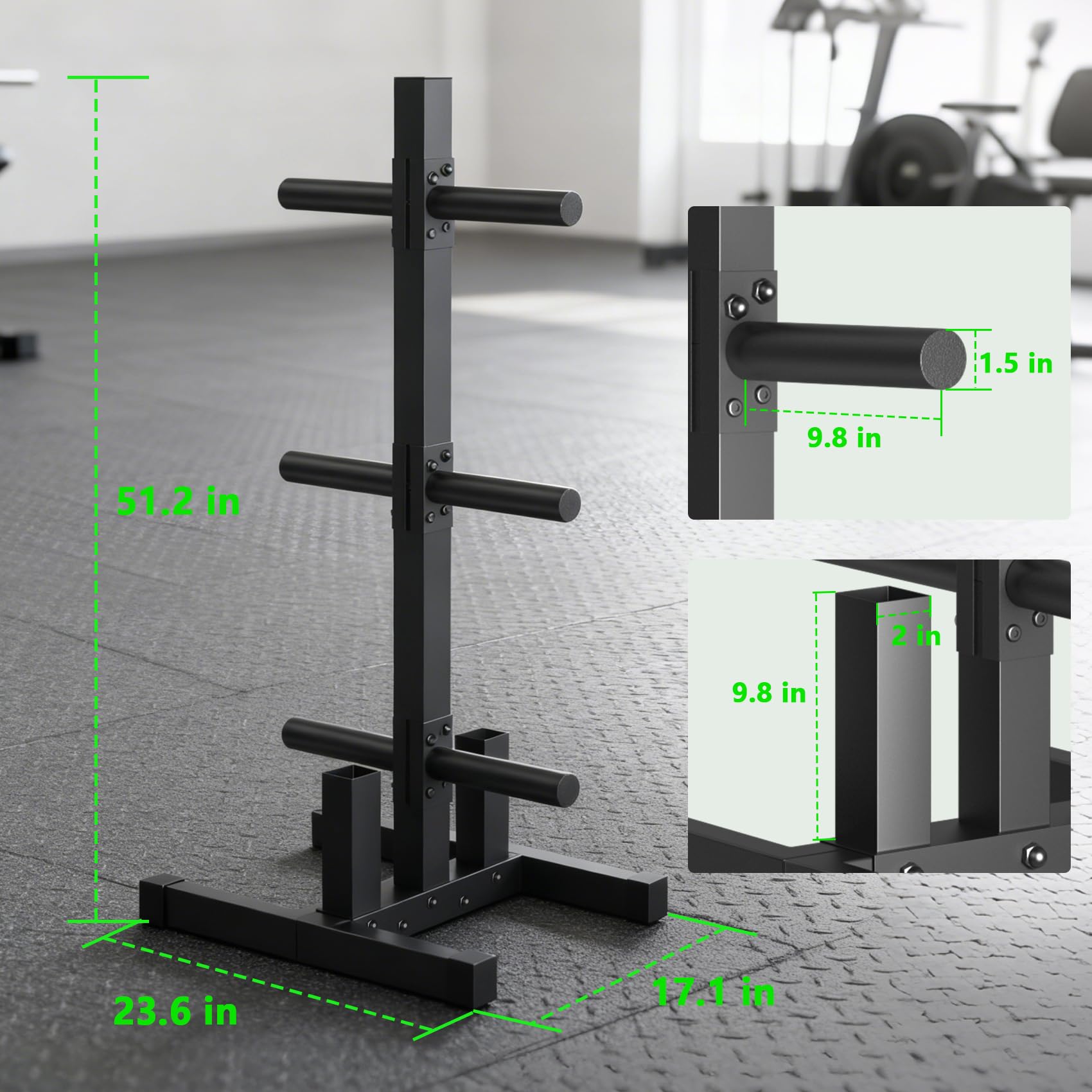 Olympische Hantelscheibenhalterung für Stoßstangenplattenaufbewahrung, olympischer Hantelbaum und Stangenhalter für Heim-Fitnessstudio – 300 kg Gewichtskapazität