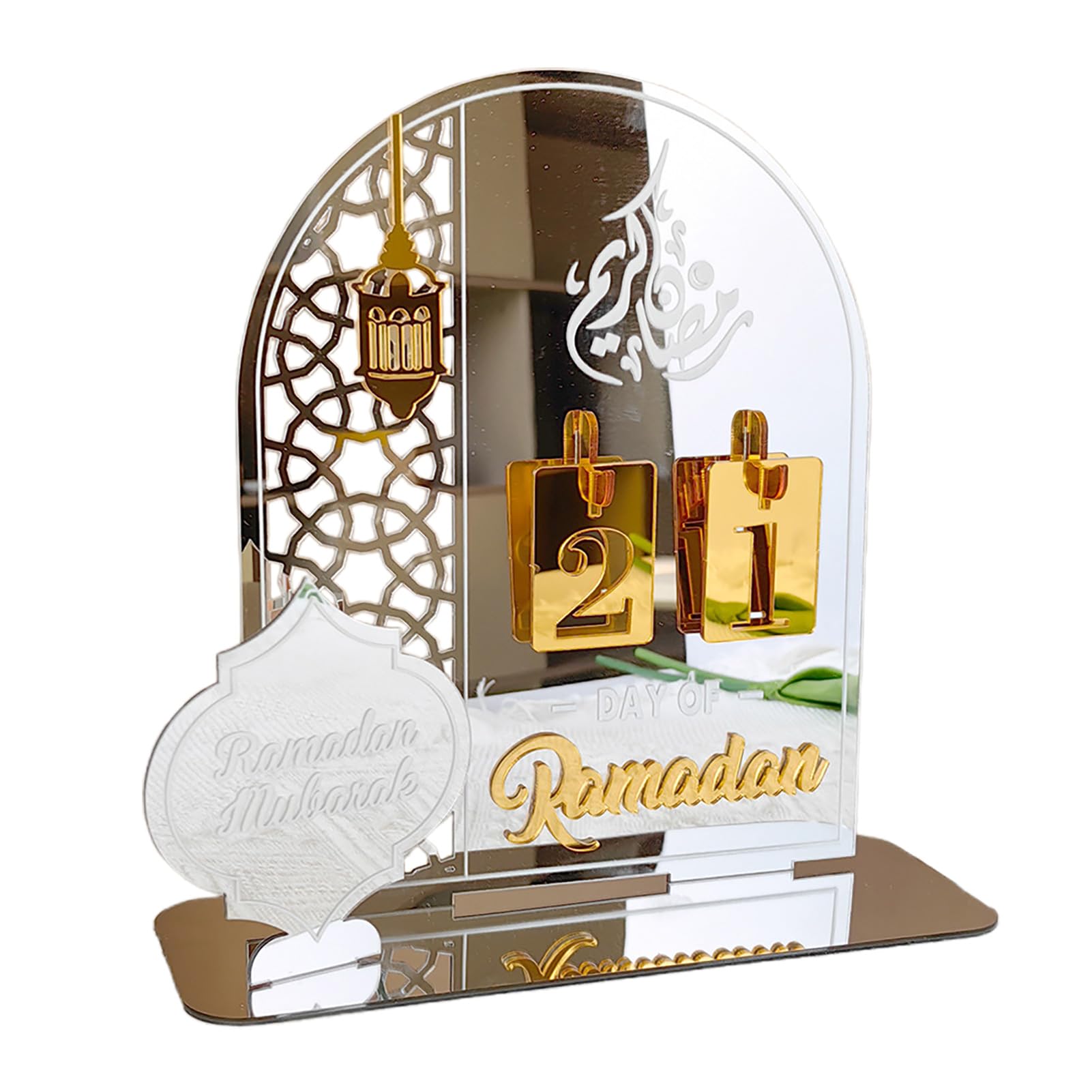 Marooma Ramadan Advent Countdown Calendar, 7.87 Inch Acrylic Ramadan Decorations for Home Eid Mubarak Table, 30 Days Countdown Calendar for Home Family Kids (B)