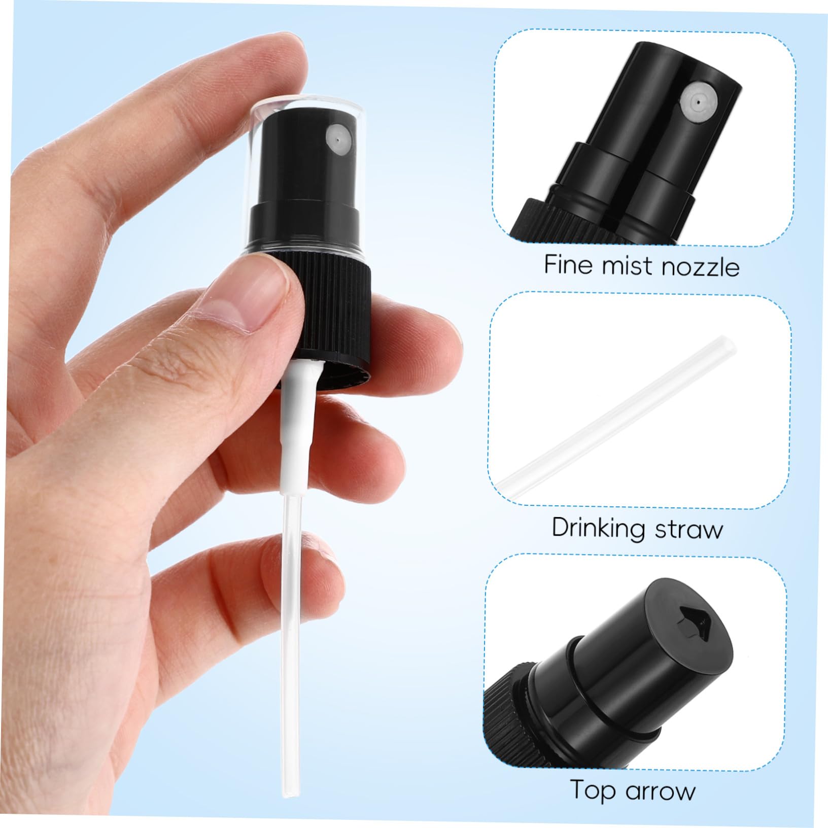TIDTALEO Tapones para Bomba de Niebla de Perfume Negro, 20 Piezas, Accesorios Prácticos y Portátiles para Botella de Spray, Ideales para Botellas de Perfume y Uso en Bolso