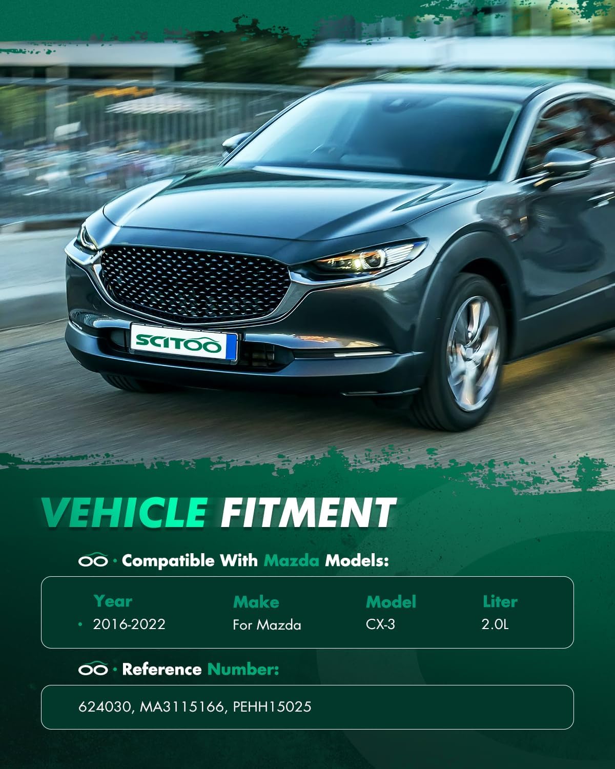 SCITOO Electric Engine Radiator Cooling Fan Assembly, Compatible with 2016-2022 for Mazda for CX-3 2.0L, Car Replacement Engine Fans, Radiator Cooling Fans