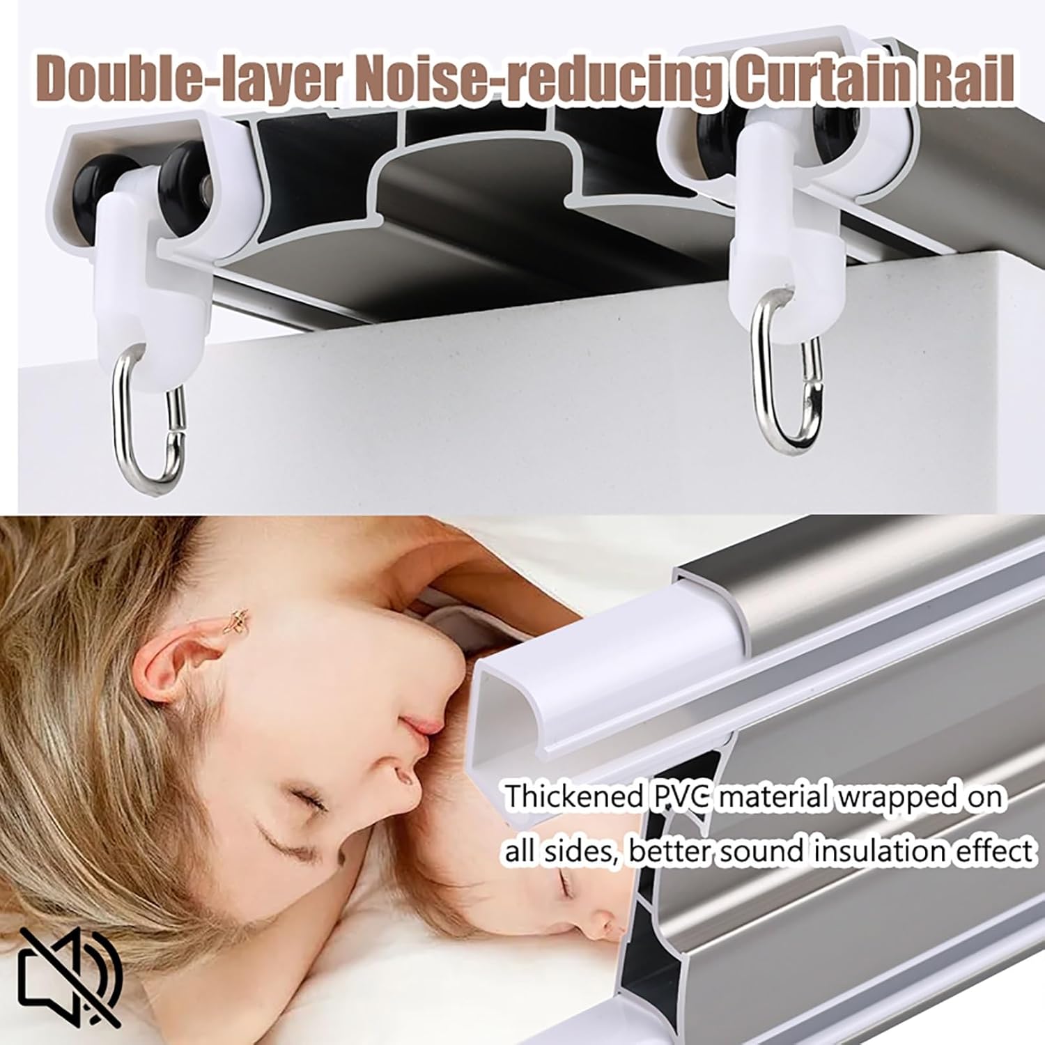 Double Curtain Track Ceiling Mounted, Heavy Duty Aluminum Curtain Slider railssliding curtains track, Hospital Room Divider Pelmet rail track System ceiling mount for Bedroom Living Room Window Hotel(