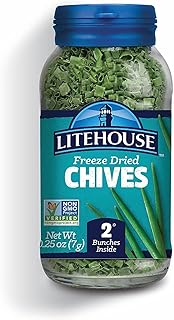 Litehouse Freeze Dried Chives - Organic Substitute for Fresh Chives, 1 Jar Equal to 2 Fresh Bunches, Non-GMO, Gluten-Free - 0.25 Ounce