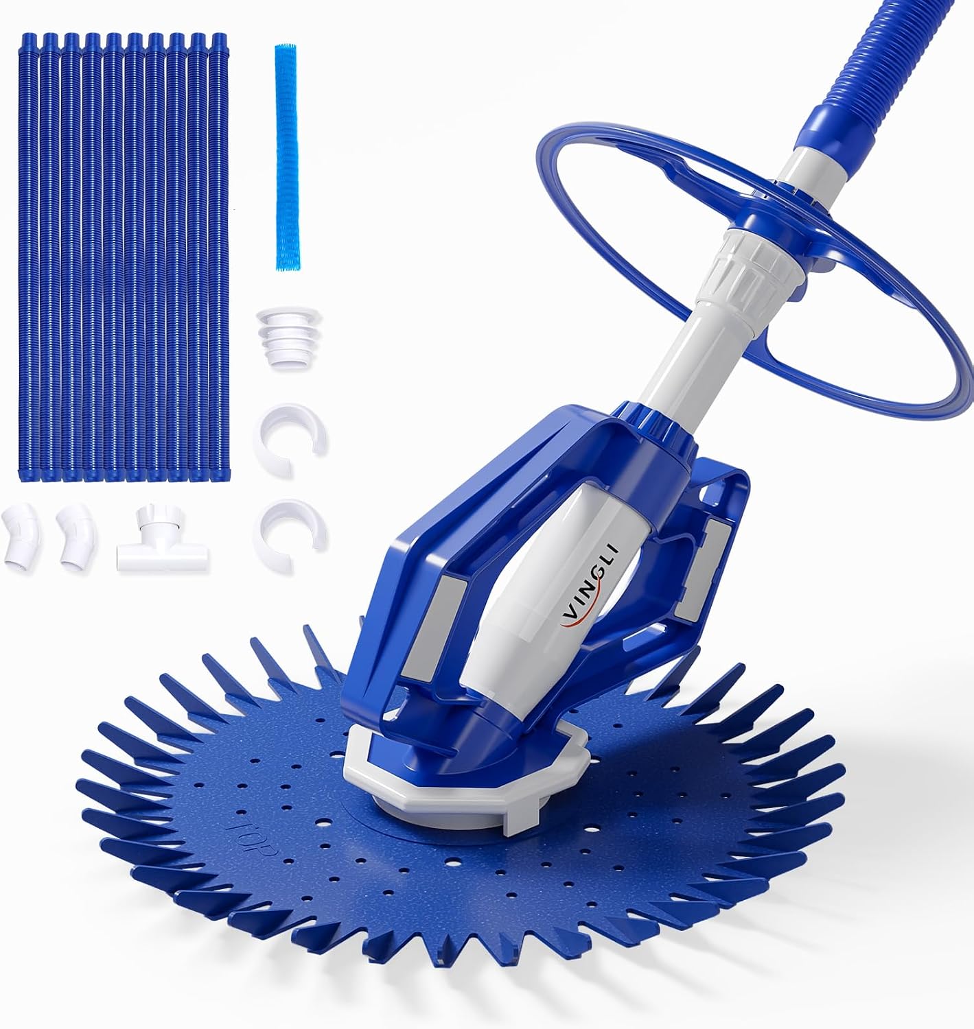 VINGLI Pool Cleaner, Automatic Wall-Climbing Pool Vacuum -Navy Blue&White photo 8