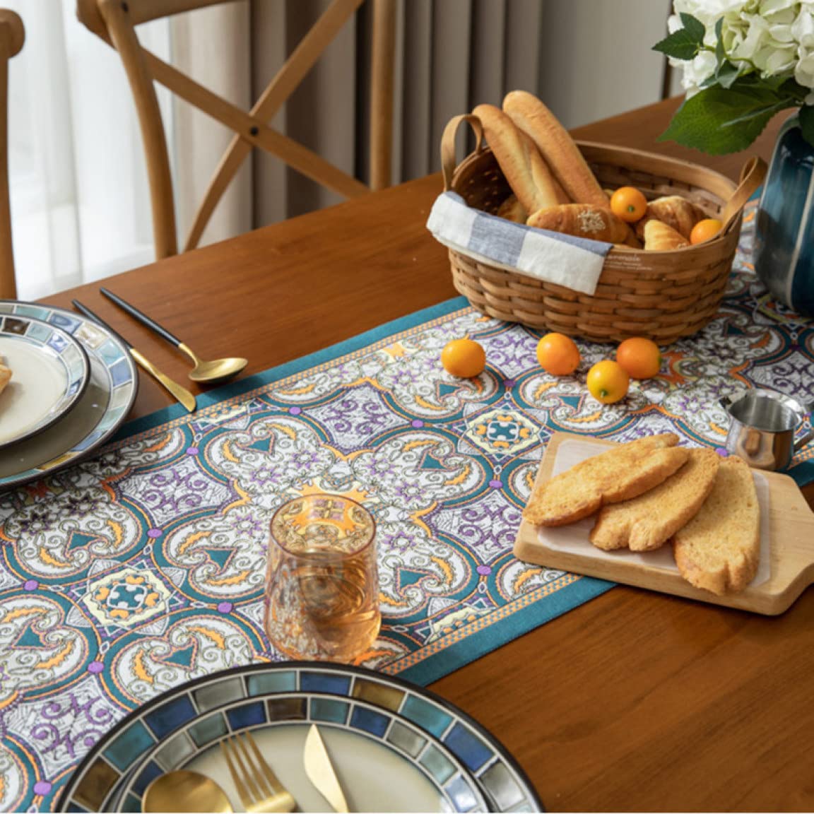 Amazon｜[OceanMap] ジャガード織り 上品 テーブルランナー ボヘミア風