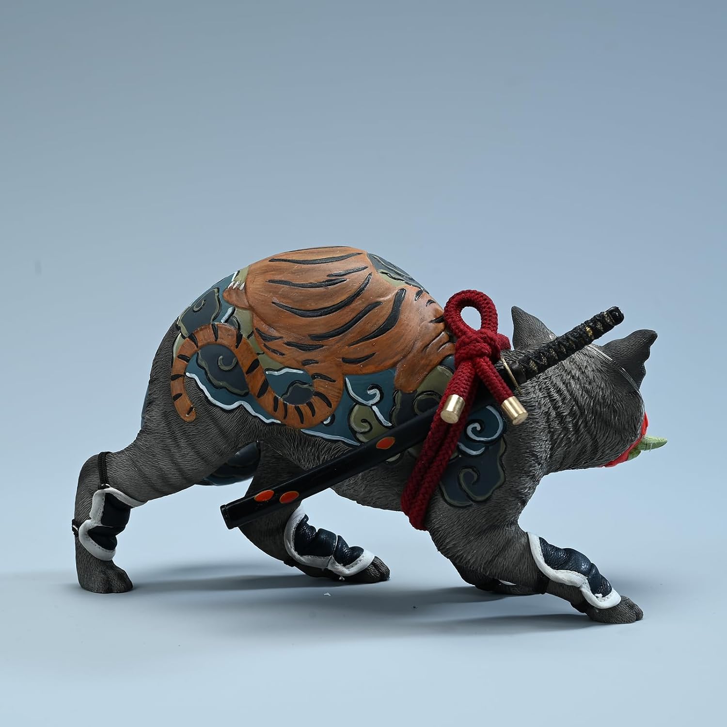 JXK Wearing Mask Cat Statue Japanese Art Cat Figurine for Home Decor Vintage Cat Figurine Gift for cat Lovers