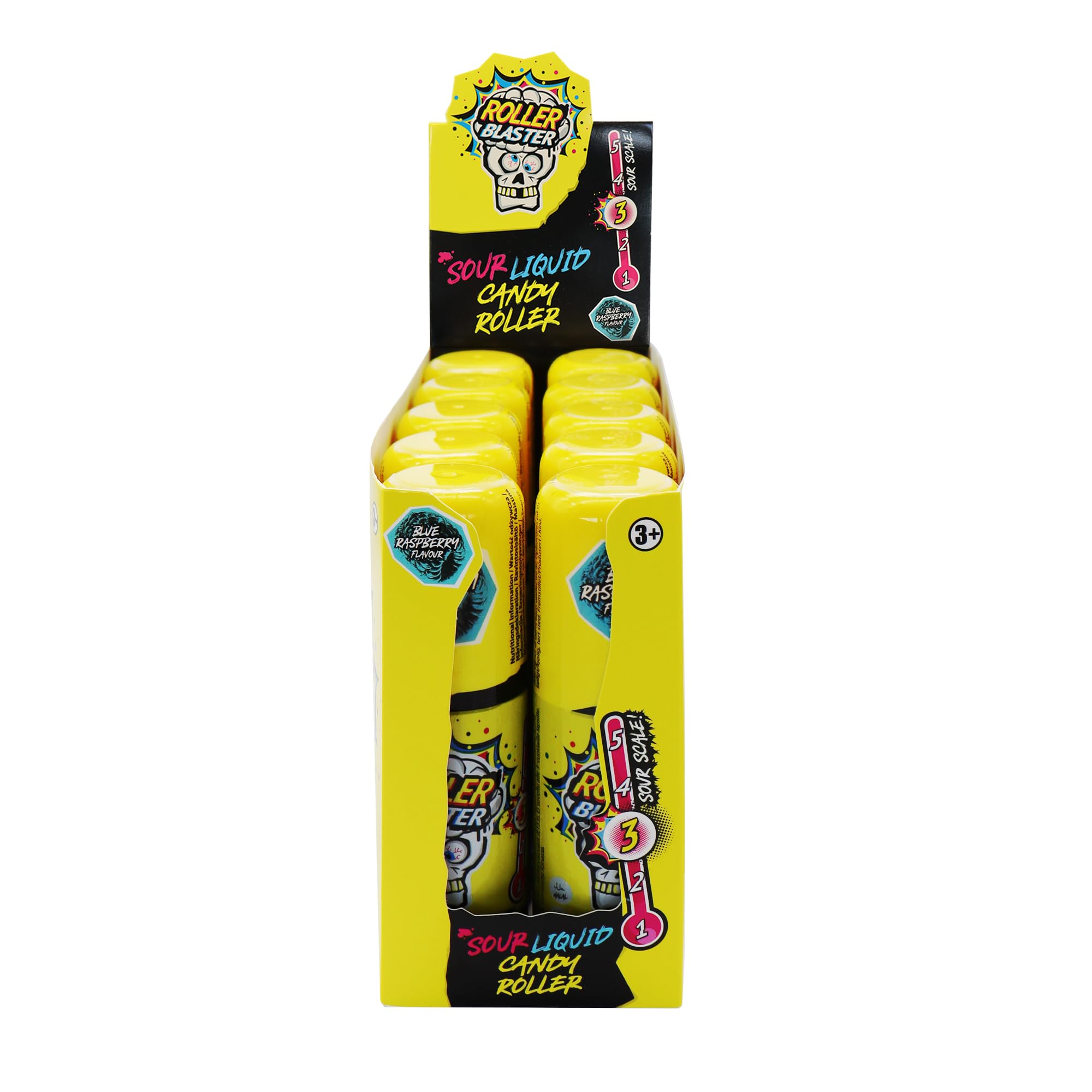 Brain Blasterz Roller Blaster Tray, 10 x 60ml Roller Lickers, Sour Sweets, Vegan Sweets, Sour Level 3, Party Bag Sweets, Halal Sweets, Unique Sweets, Liquid Sour Candy, Halloween Sweets, Sweet Gift