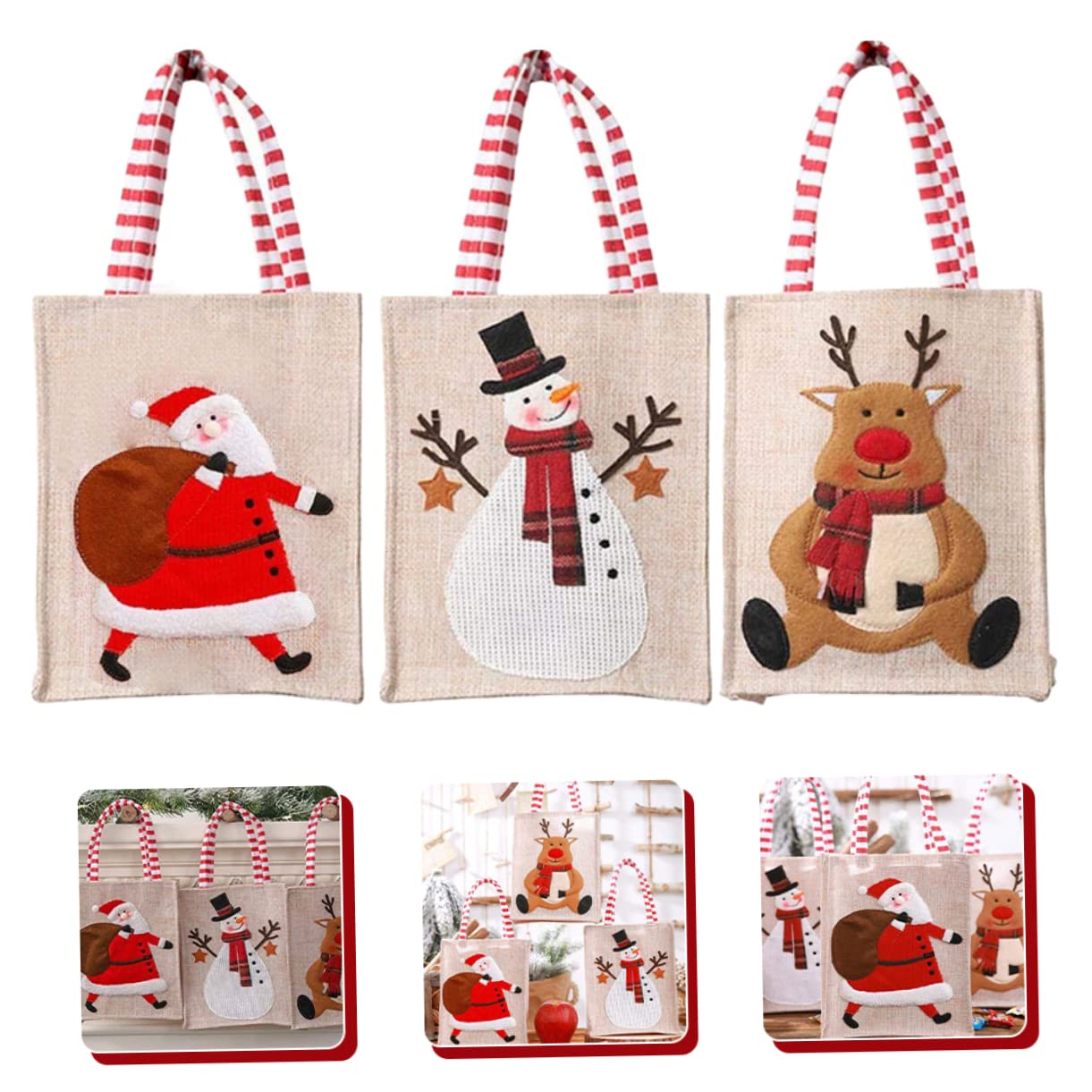 ABOOFAN 9 Pz Sacchetto Sacchettini Bomboniere Borsa Per Bomboniere Sacchetti Regalo in Tessuto Natalizio Sacchetti Regalo Per Le Vacanze Buste Natalizie Natale Stoffa Decorare