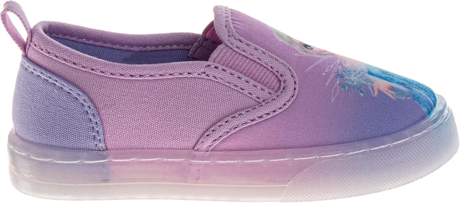 Girl Light Up Shoes Princess Stitch Minnie Moana Anna Elsa Sesame Street Lowtop Canva Shoes for Girls Kids Low top Slip-on Canvas LED Sneakers (Sizes: 7-10 Toddler / 11-12 Little Kids) - Image 2