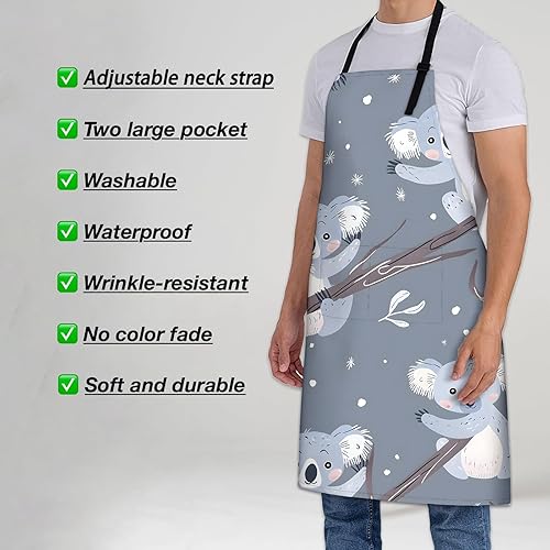 Miniatura 2 de Delantal colorido de carlino para mujeres y hombres de 28 x 33 pulgadas, delantales de chef de cocina con 2 bolsillos, poliéster, delantal de perro