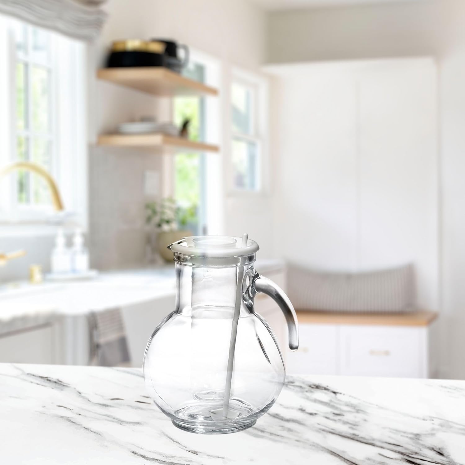 Bormioli Rocco Kufra Glass Pitcher with Ice Container and Lid, 72 3/4 oz