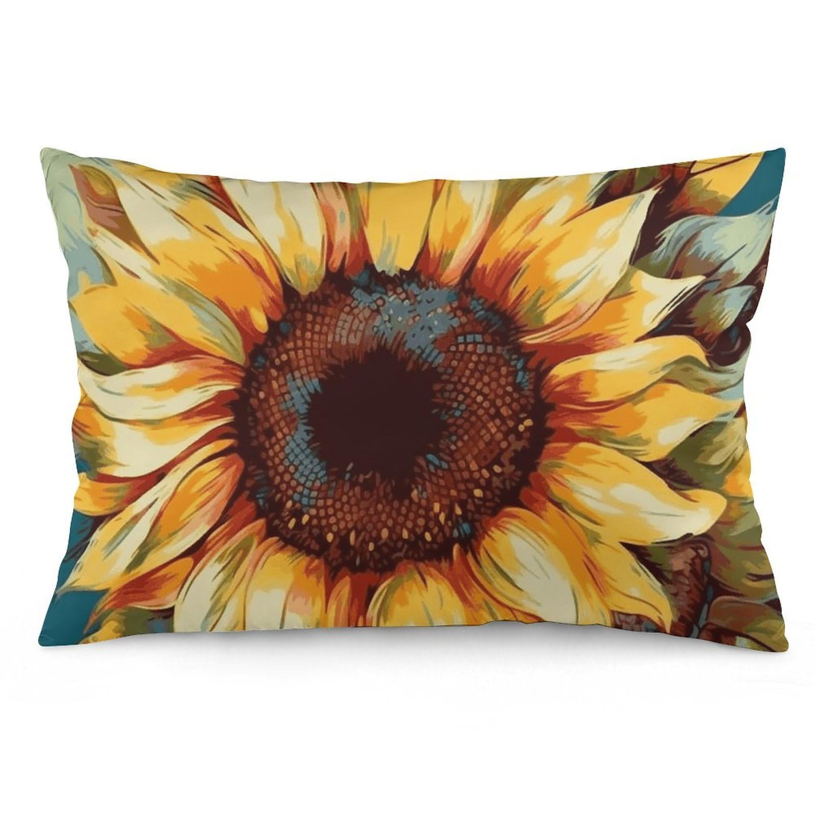 2 Pack Pillow Cases for Hair and Skin, Soft Breathable Pillow Case Covers with Hidden Zipper, Color Painting Sunflower Pillowcase 12 "x20 Pillow Covers for Sleeping Gift