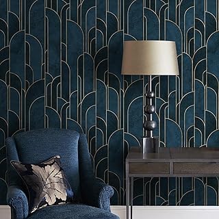 15.7"x118.1"Blue Peel and Stick Wallpaper Geometric Wallpaper Blue Gradual Color Self Adhesive Wallpaper for Bedroom Stripes Removable Wallpaper Waterproof Wallpaper for Walls Decorative Vinyl