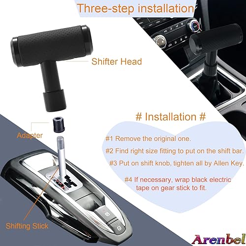 Miniatura 4 de Arenbel Pomo de palanca de cambios de aleación de 4 pulgadas, palanca de cambios manual pesada para automóvil con cubierta de cuero, se adapta a la