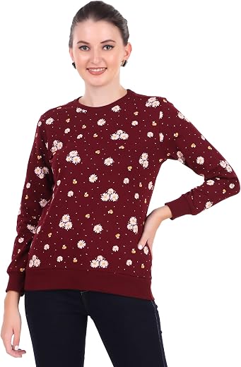 Stories.Label Cotton Sweatshirt for Women in 300 GSM Fabric with Ribbed Details Includes Plus Sizes (S-5XL)