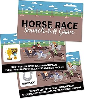 M1NTP1US + 44PCS Kentucky Horse Derby Party Supplies Game - Horse Racing Scratch-Off Cards