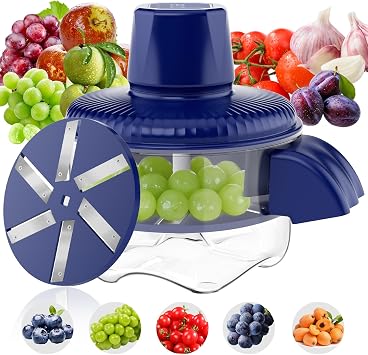 Electric Grape Peeler, Automatic Garlic & Cherry Tomato Peeler, Upgraded 6-Blade Cordless Fruit & Vegetable Skin Remover, Fast & Easy-Peel Kitchen Tool for Home, Camping, Picnics & Parties blue