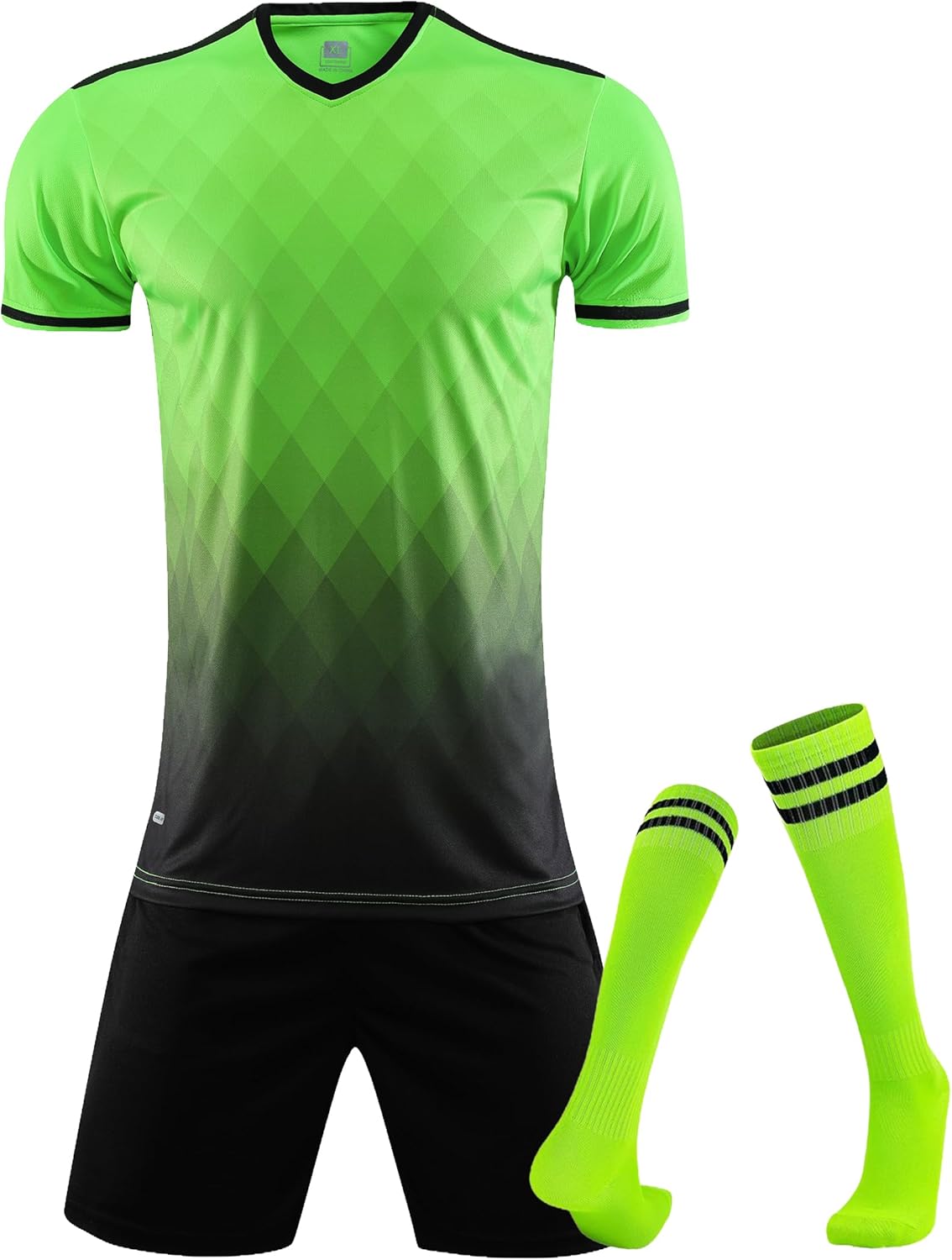 Hiheart Mens Soccer Jersey and Shorts with Socks Quick Dry Football Team Uniforms