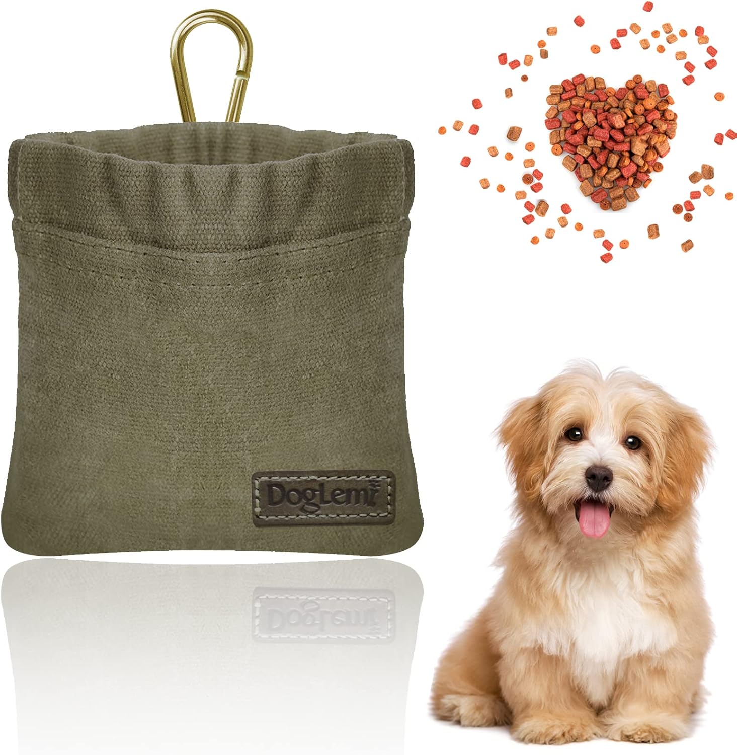 Hundefreund Traktatiezak voor honden, kleine voederzak voor training met de hond en voor lekkernijen, 4 draagvarianten met 4 vakken (14 x 11 x 4 cm