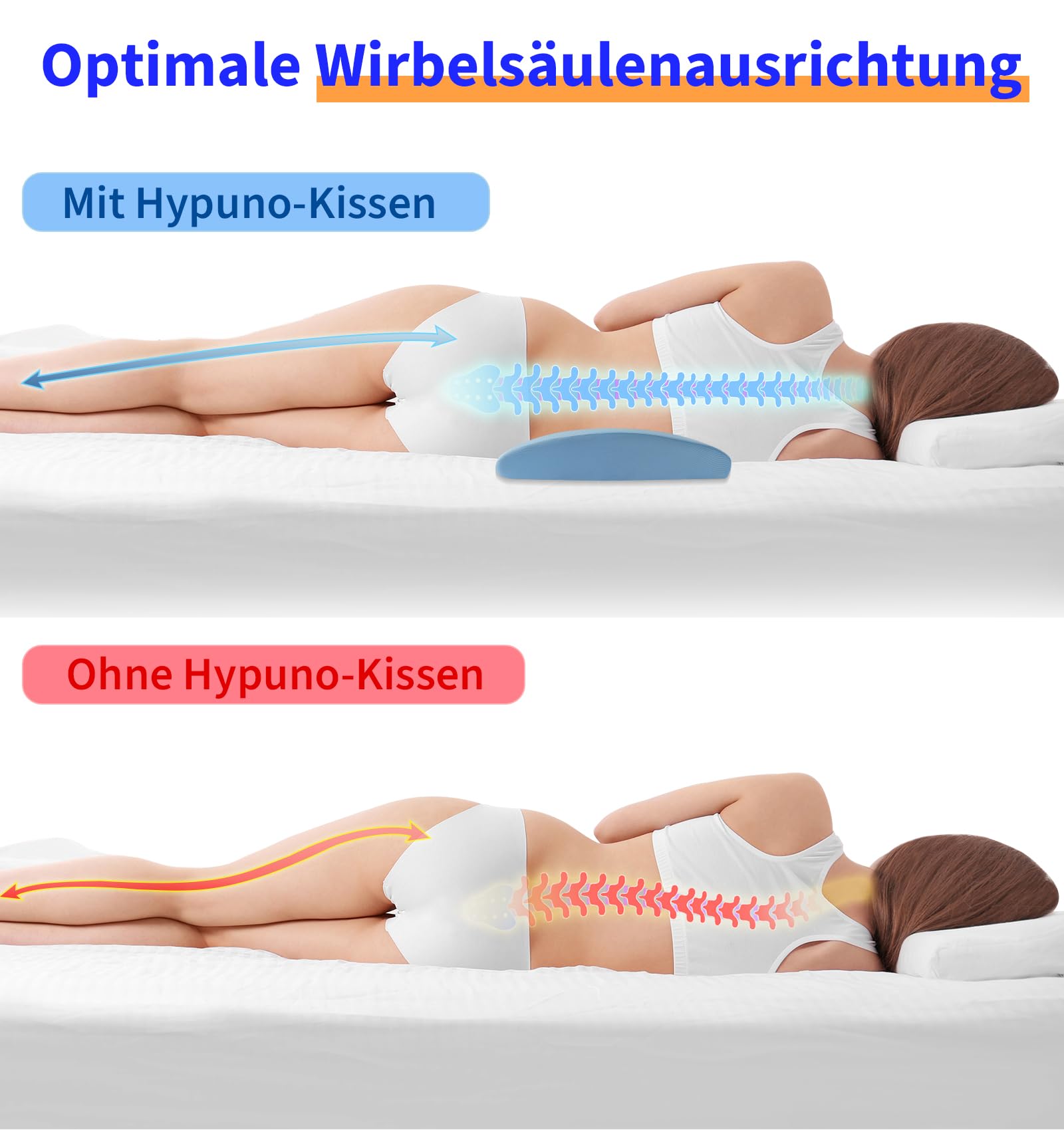 Cuscino lombare ortopedico ergonomico per schiena e lordosi in memory foam per letto e divano - sollievo nella parte bassa della schiena - fodera rinfrescante e rimovibile