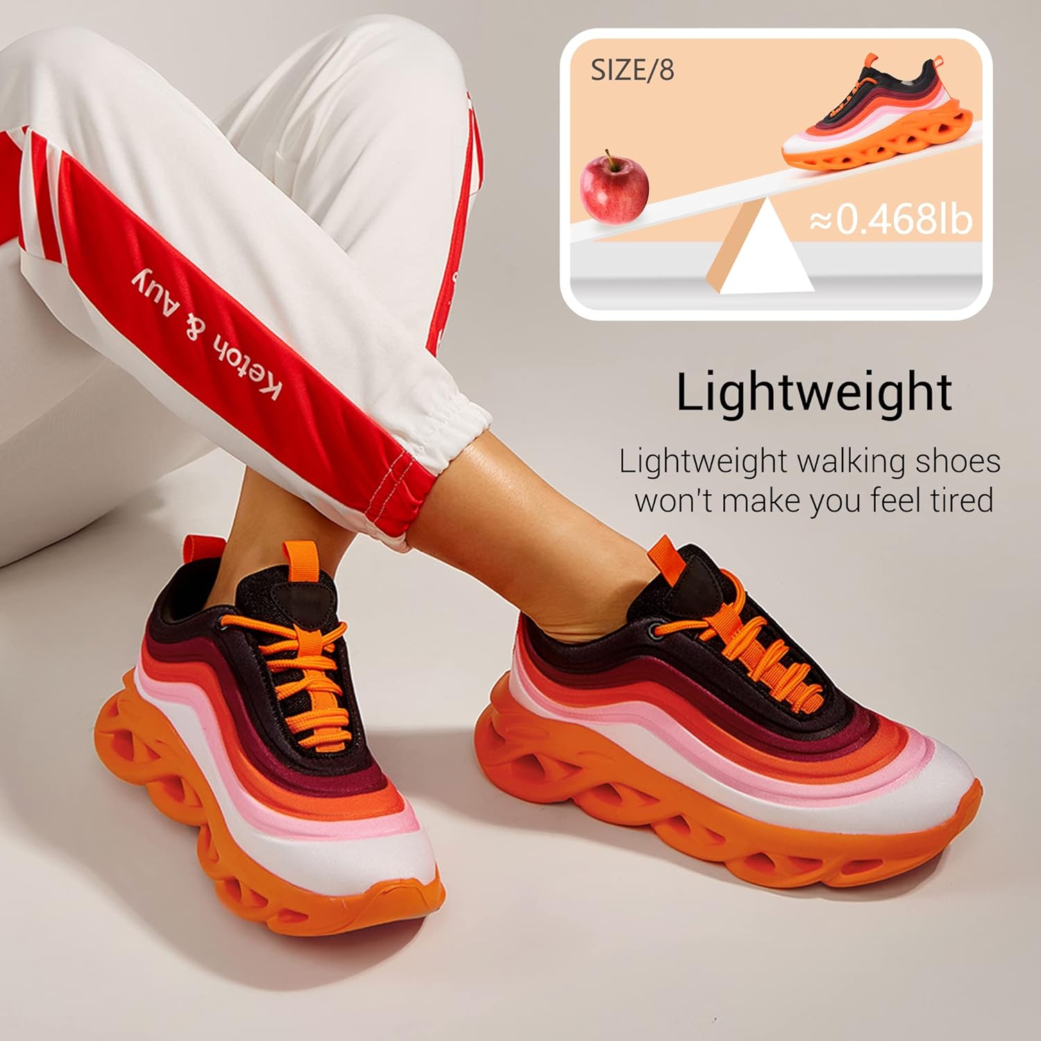 LUCKY STEP Women's Chunky Platform Tie Dye Rainbow Sneakers Tennis Running Fashion Shoes - Image 3