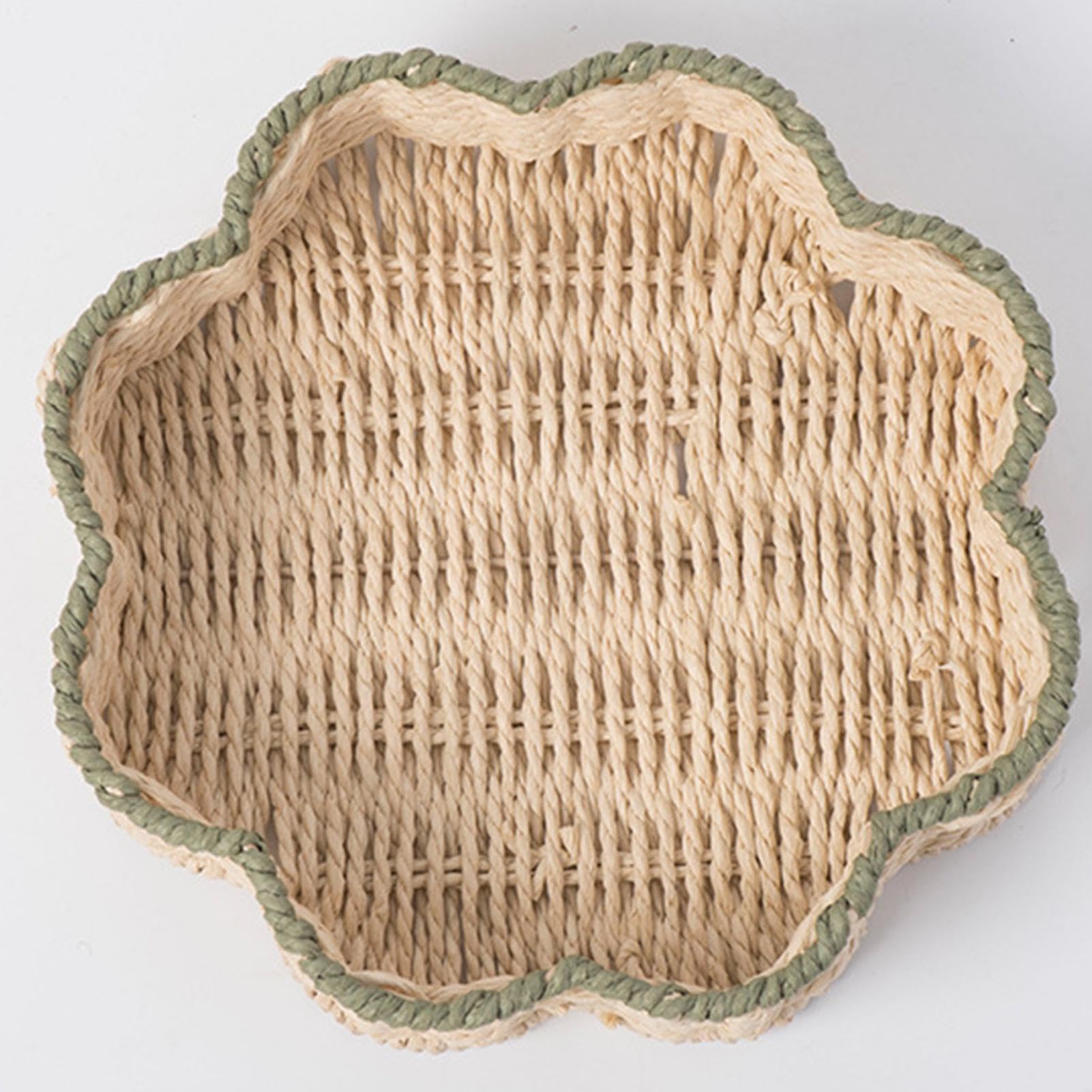 Cestino in rattan, Cestini di stoccaggio in , Cesto portaoggetti in rattan, Cestino smerlato intrecciato, Cestino intrecciato a mano, Cestino decorativo in corda di carta, Cesto portaoggetti