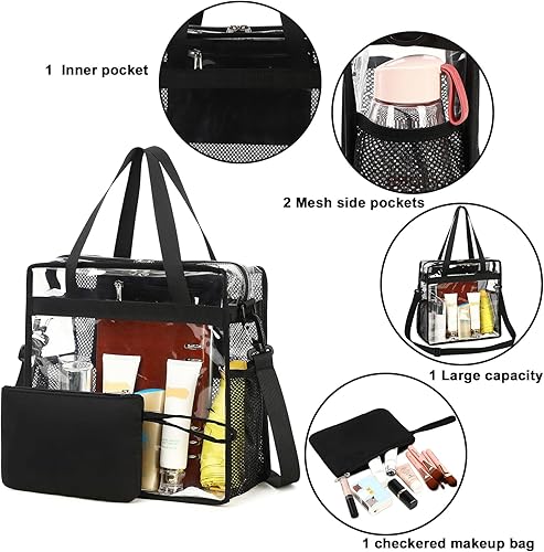 Miniatura 6 de Bolsa transparente aprobada para estadios de 12 x 6 x 12 pulgadas, bolsa cruzada transparente, bolso cruzado para trabajo, viajes, playa