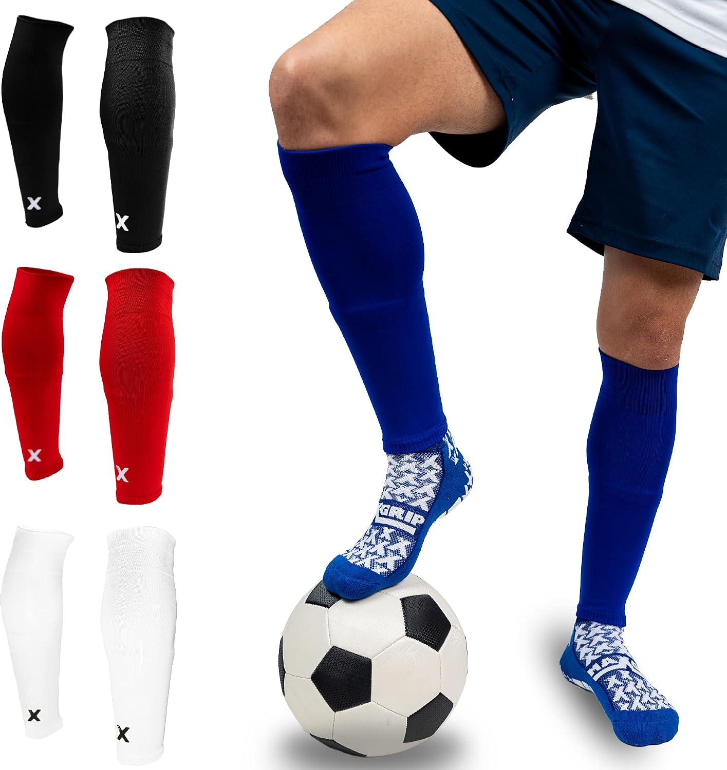 MAXGRIP Pro Soccer Leg Sleeves Socks/Compression for Calf - Shin/High Elasticity Moisture Wicking Football Basketball Tru