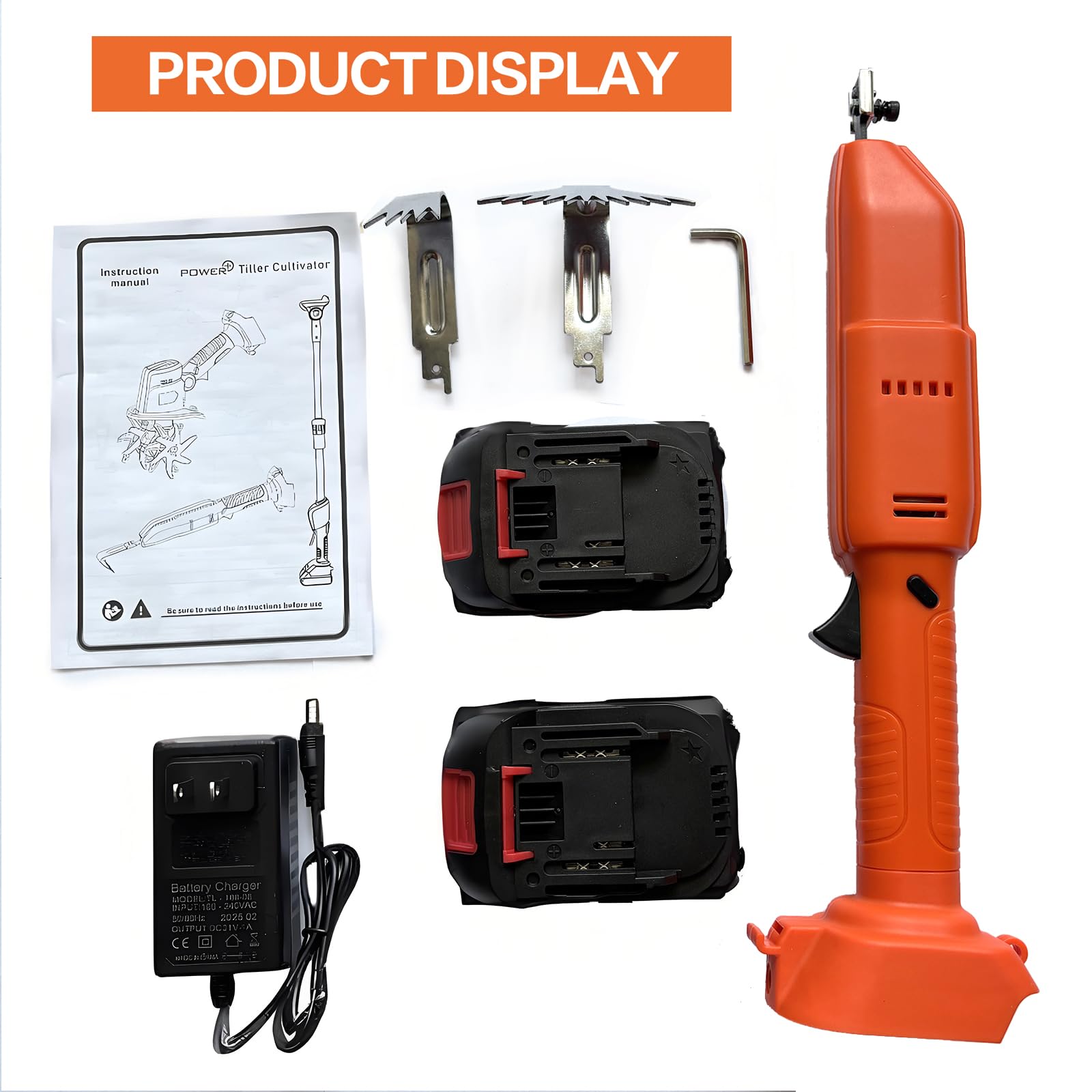 Zappetta da Giardino 24V Motorizzata A Batteria, Rastrello per Erbacce E Zappa da Giardino, 2500 giri/min Zappa Elettrica Portatile Con Asta di Prolunga per Diserbare Allentare Terreno