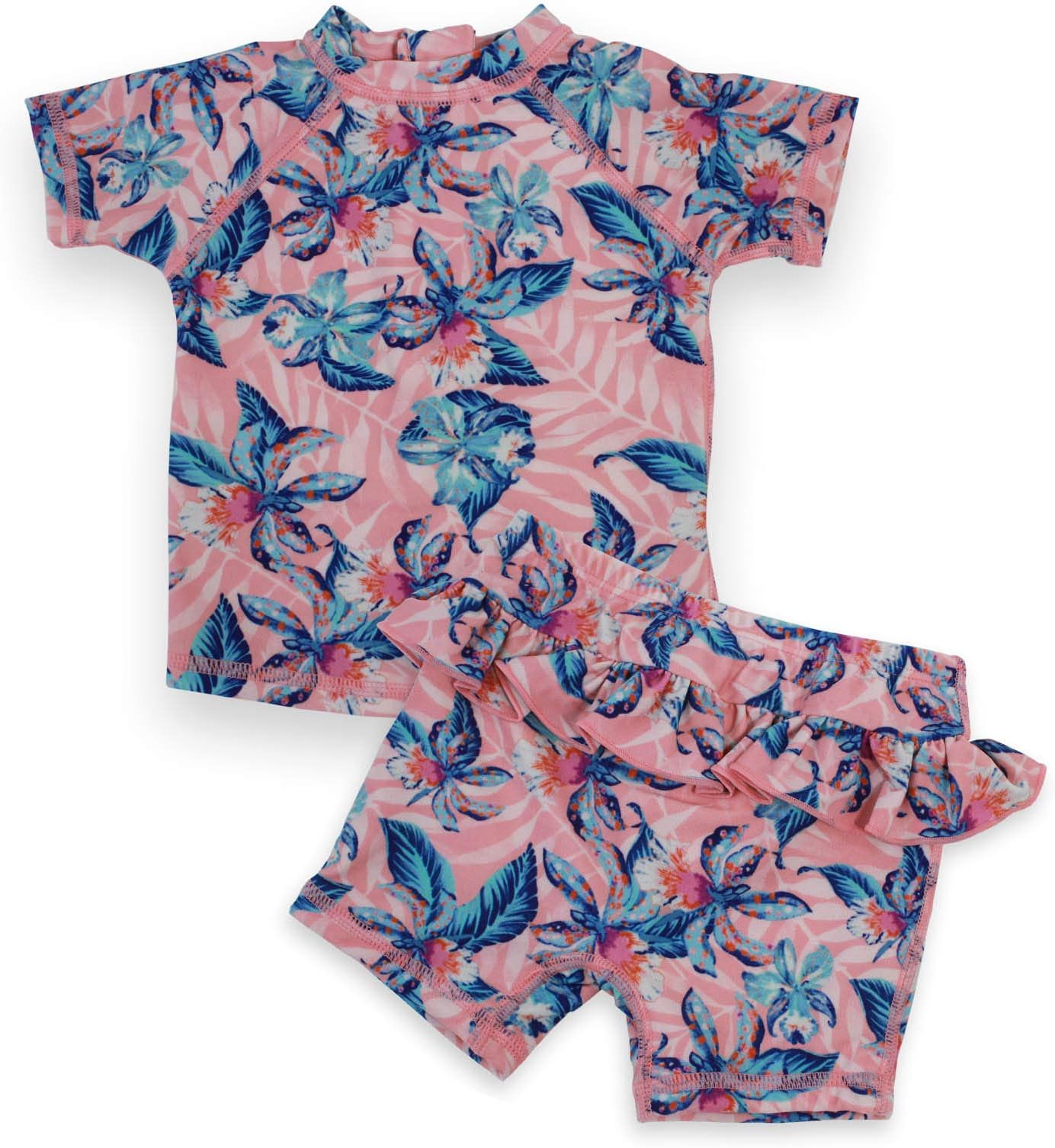 LILSOFTLILSOFT Baby Girls 2 Piece Swim Suit Set (Peach, 18-24 Months)