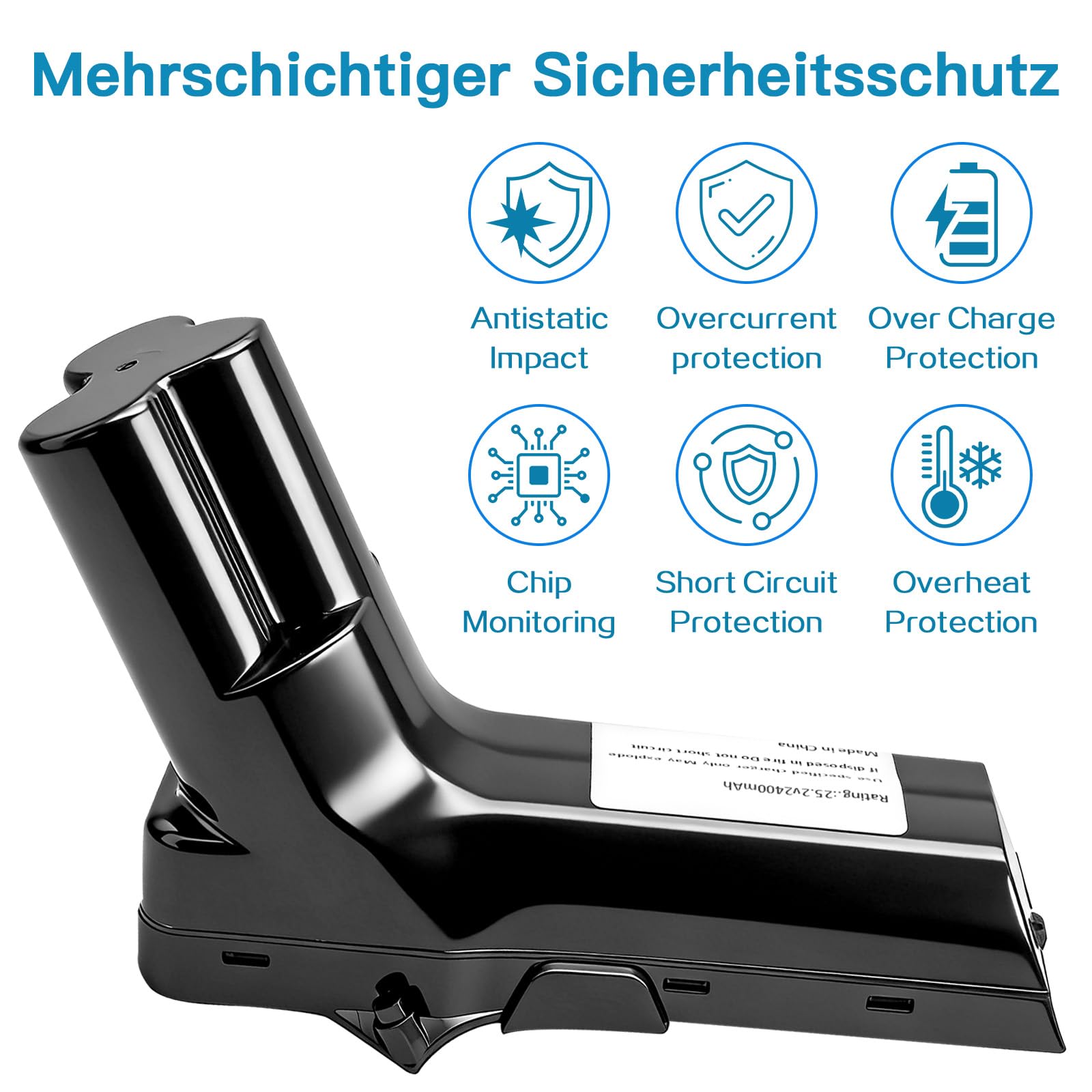 Ersatzakku für Philips Staubsauger, kompatibel mit den kabellosen Handstaubsaugern der Serien FC6822, FC6823, FC6826, FC6827, FC6828 und FC6904