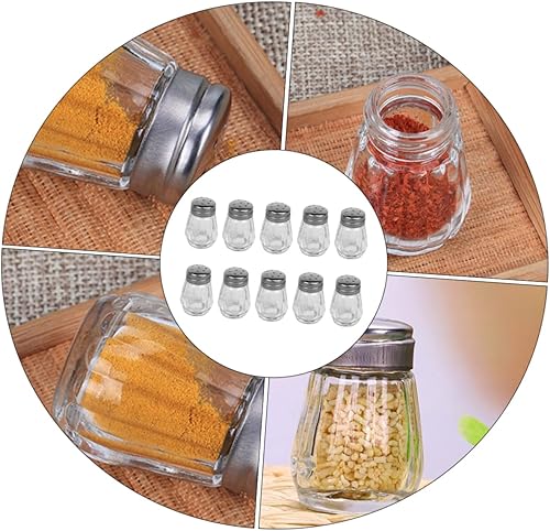 Miniatura 9 de Happyyami 10 unids Mini Tarro Mini Decoración Polvo Azúcar Shaker Recipientes de Vidrio Botella de Metal Pimienta Coctelera Tarro Cocina Condimento