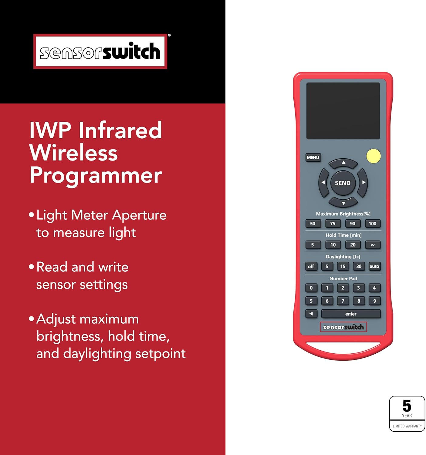 SensorSwitch Infrared Wireless Programmer, Wireless Remote Control for Twist-to-Lock Motion Sensor for Lithonia Lighting Compact Pro Family Luminaires, Includes Protective Cover (IWP)