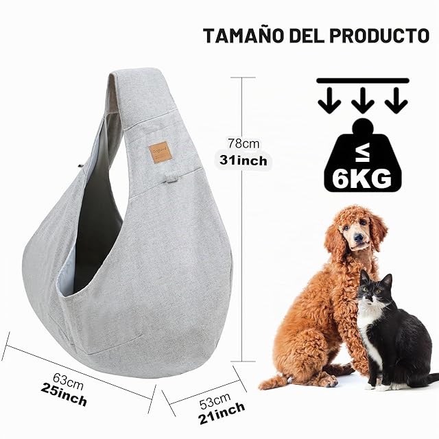 Foto 6 de 7 de PETCUTE Bolsa de Transporte para Perro Pequeño de 6kg,Cómodo y Duradero Transportín para Perros con Cinturón…