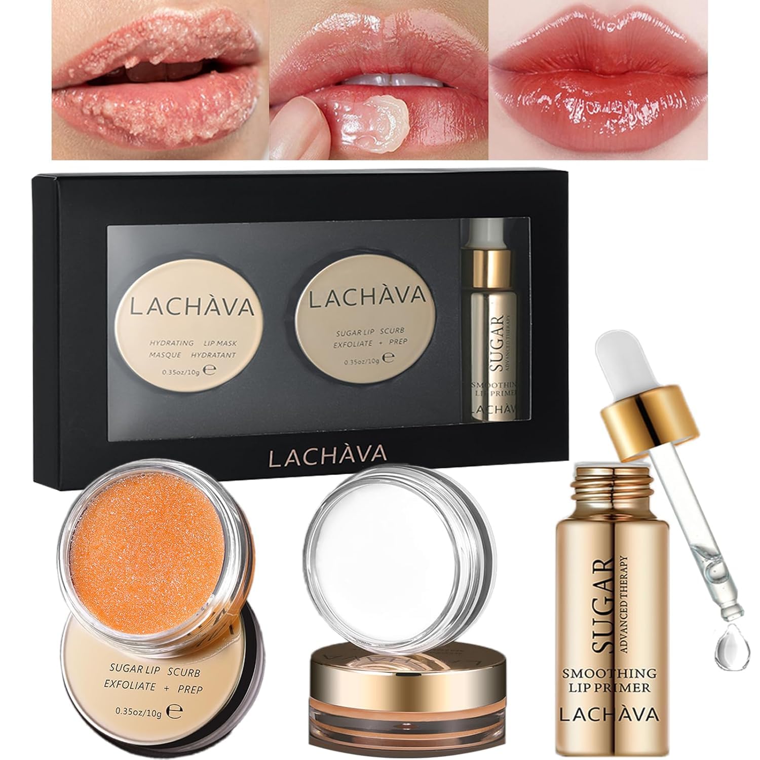Azonee Lip Care Kit, Lip Scrub, Lip Sleeping Mask and Lip Soothing Primer Moisturize and Nourish Hydrated Lips, Daily Lip Care Essential Lip Makeup