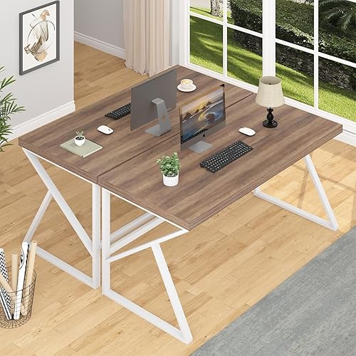 Miniatura 44 de HSH Escritorio gris para computadora, escritorio industrial de madera y metal para oficina en casa, escritorio rústico para computadora portátil