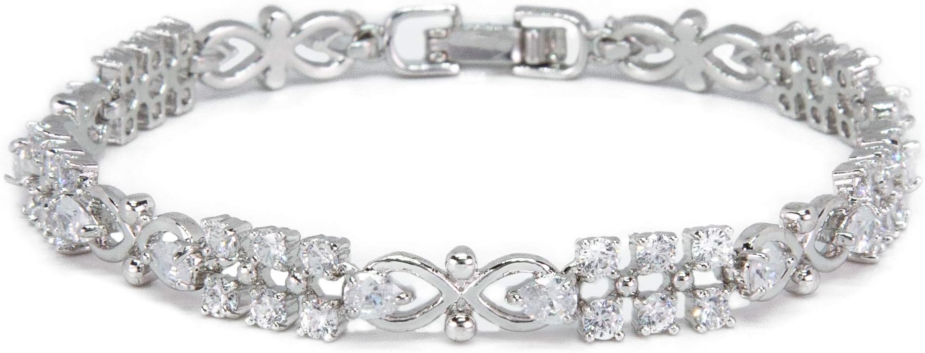 MUUII Infinity Bracelet for Women - Silver with SWAROVSKY Element Cubic Zirconia (CZ) Crystals โ Real Diamond Sparkle โ a Lovely Present