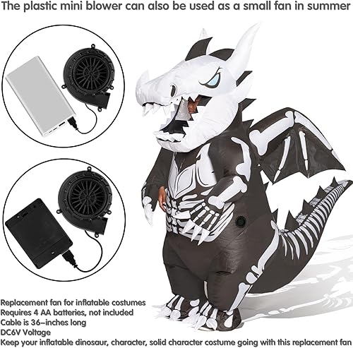 Miniatura 3 de Mini ventilador de disfraz negro para disfraz inflable de dinosaurio de Halloween (versión mejorada)