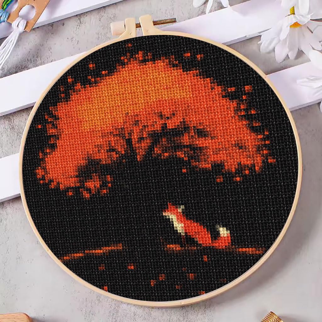 Amazon.com: DIY Counted Cross Stitch Kits Red Fox Under Maple Tree