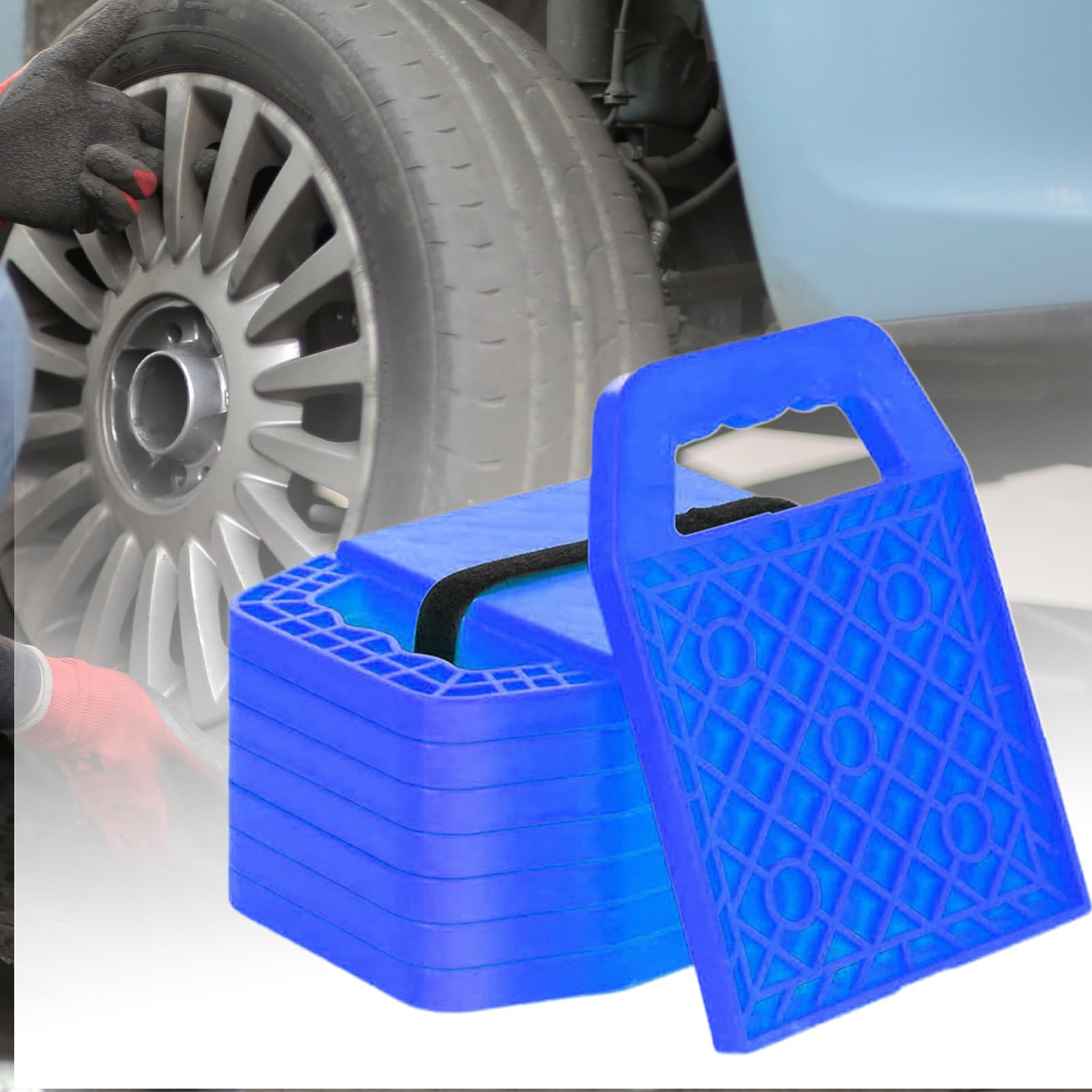 Lot de 4 coussinets stabilisateurs pour cric de camping-car – Bloc en plastique robuste, coussinets de nivellement pour camping-cars, supports de remorque de voyage | Lot de 4 coussinets