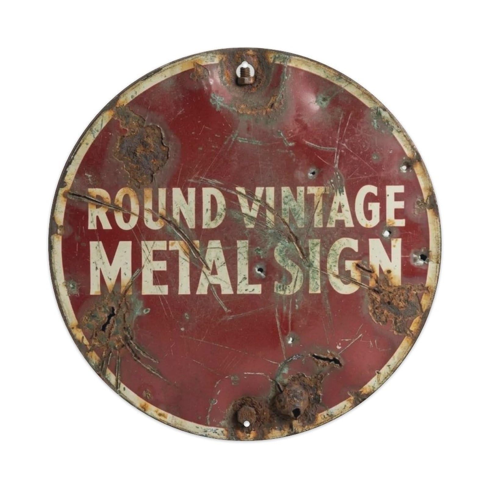Round-Rusty Metal Tin Sign Plaque